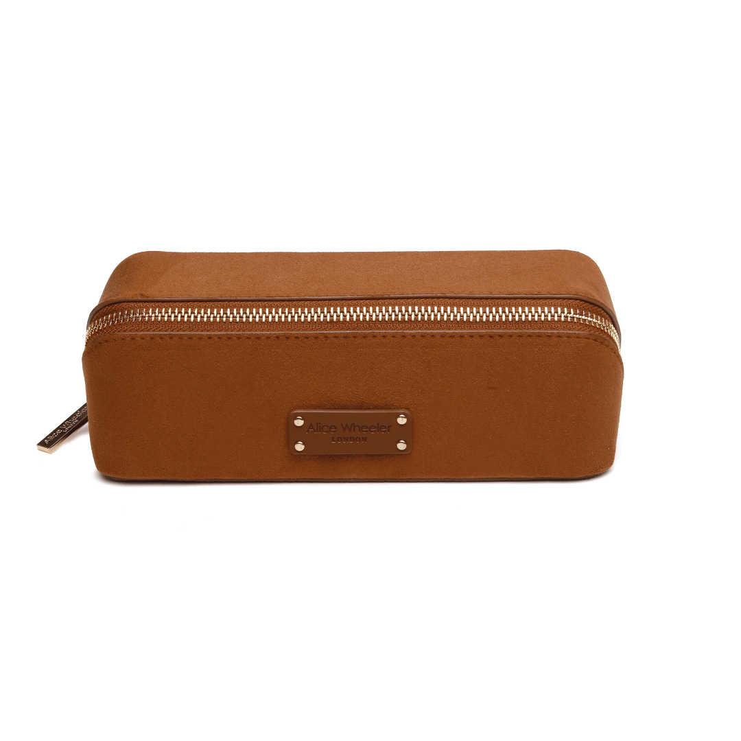 Suede Kensington Small Train Case Fudge