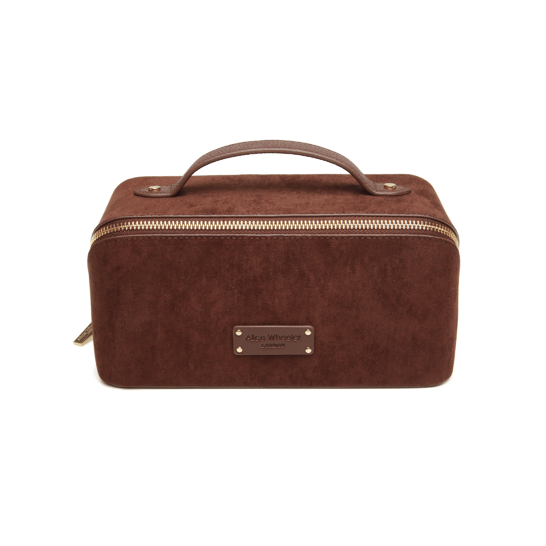 Suede Kensington Train Case - Chocolate