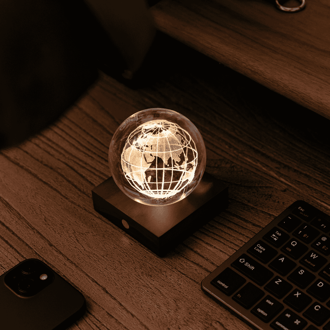 Amber Crystal Light - World Globe