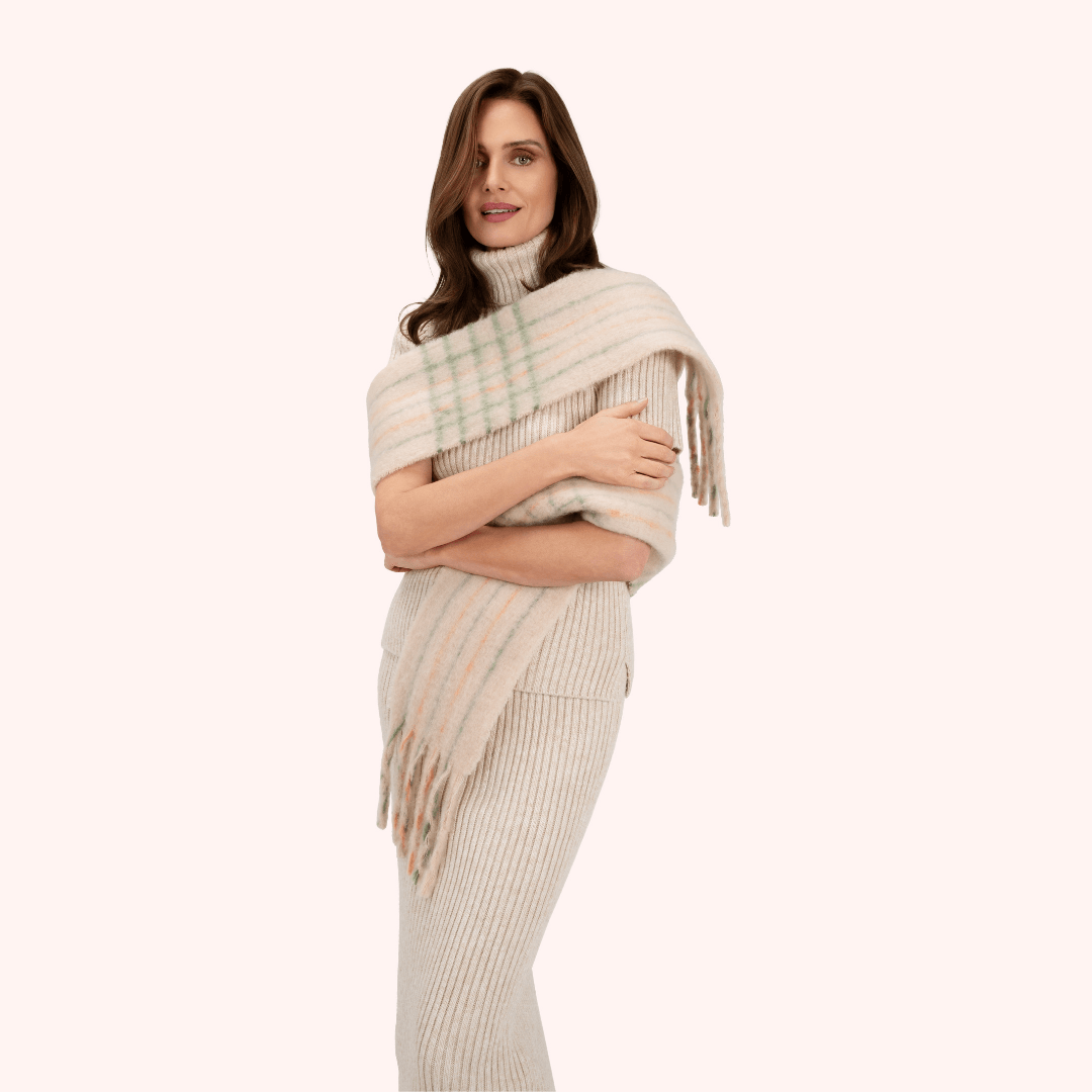 Angelica Cosy Scarf - Cream/Sage