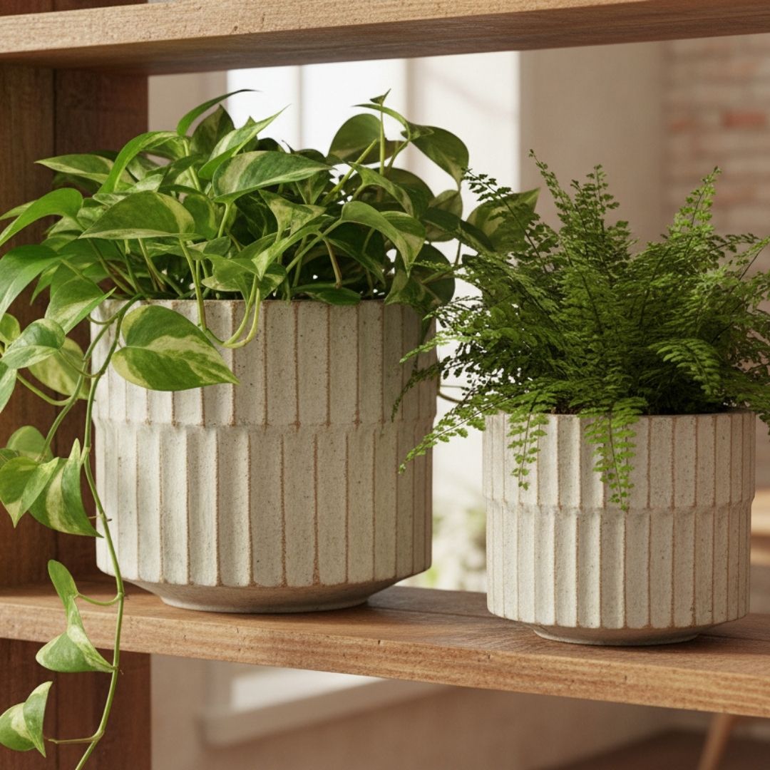 Apiro Indoor Pot Round Off White