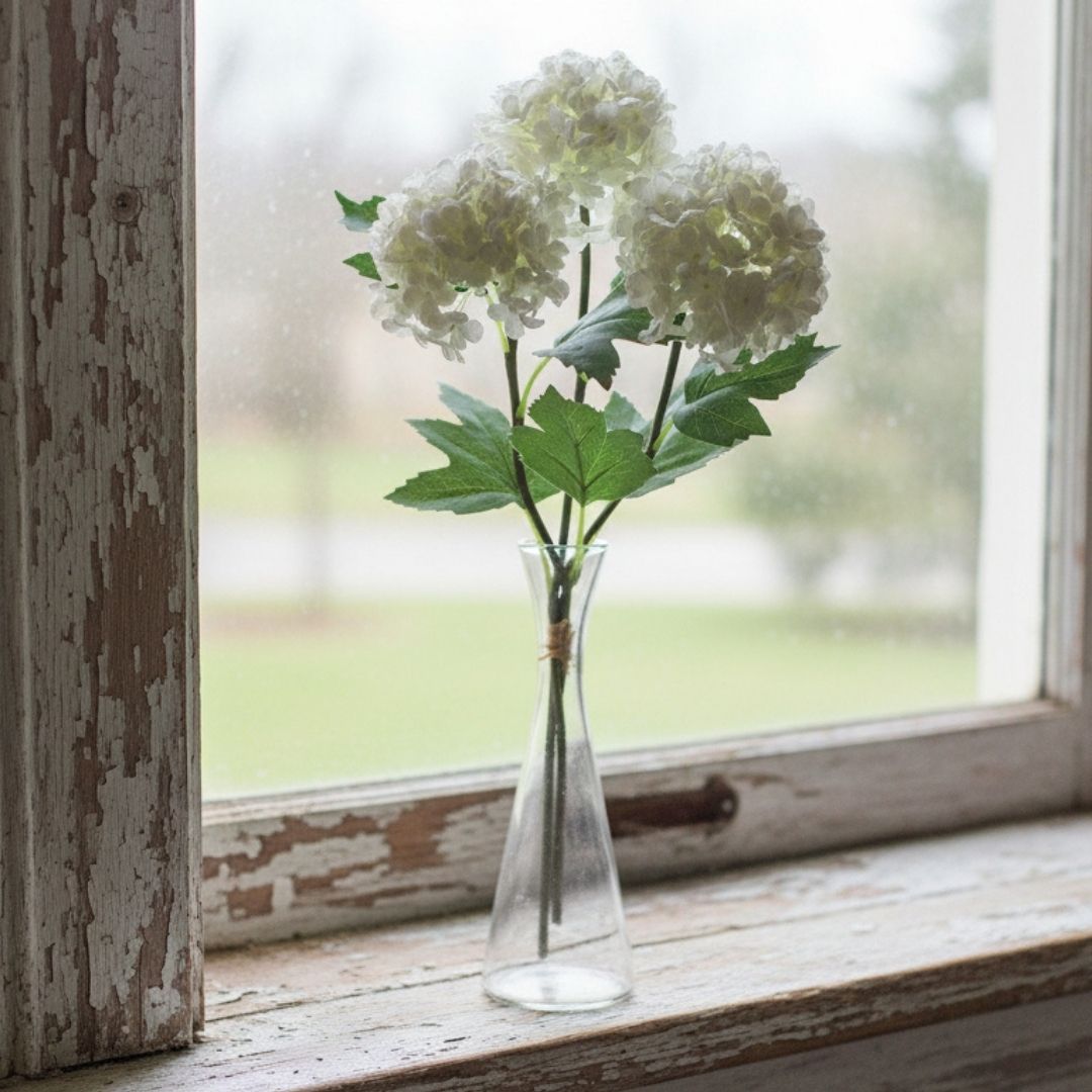 Artificial Snowball Viburnum Bunch - 25cm