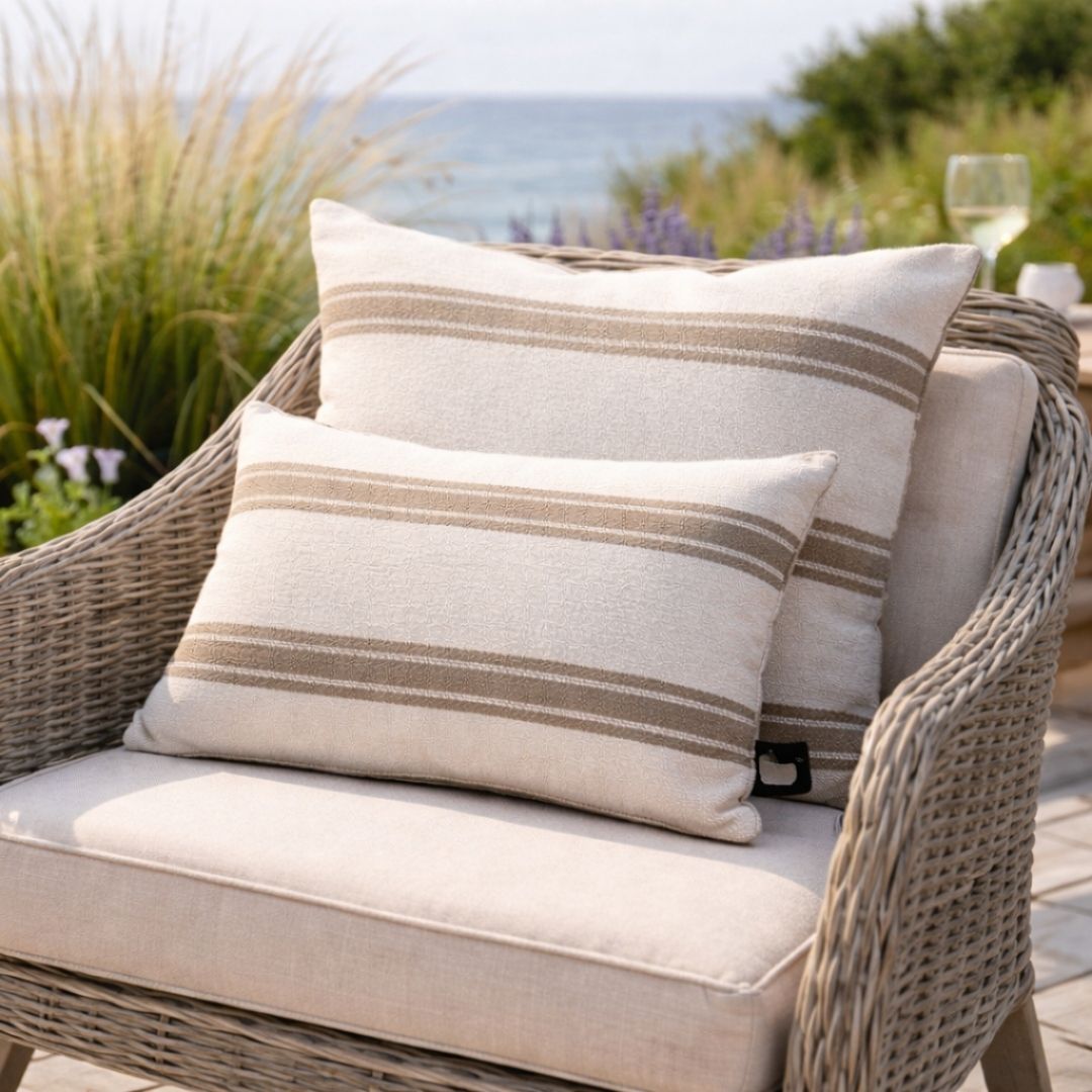 B Outdoor Cushion Aquaclean Haven Small Stripe - Sand - 30 x 40cm