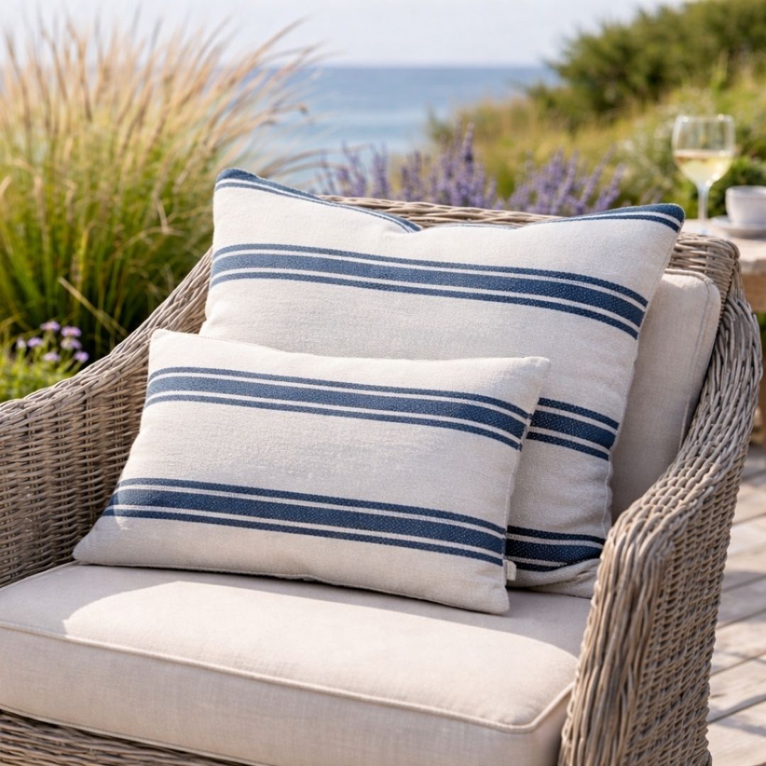 B Outdoor Cushion Aquaclean Haven Small Stripe - Blue - 30 x 40cm