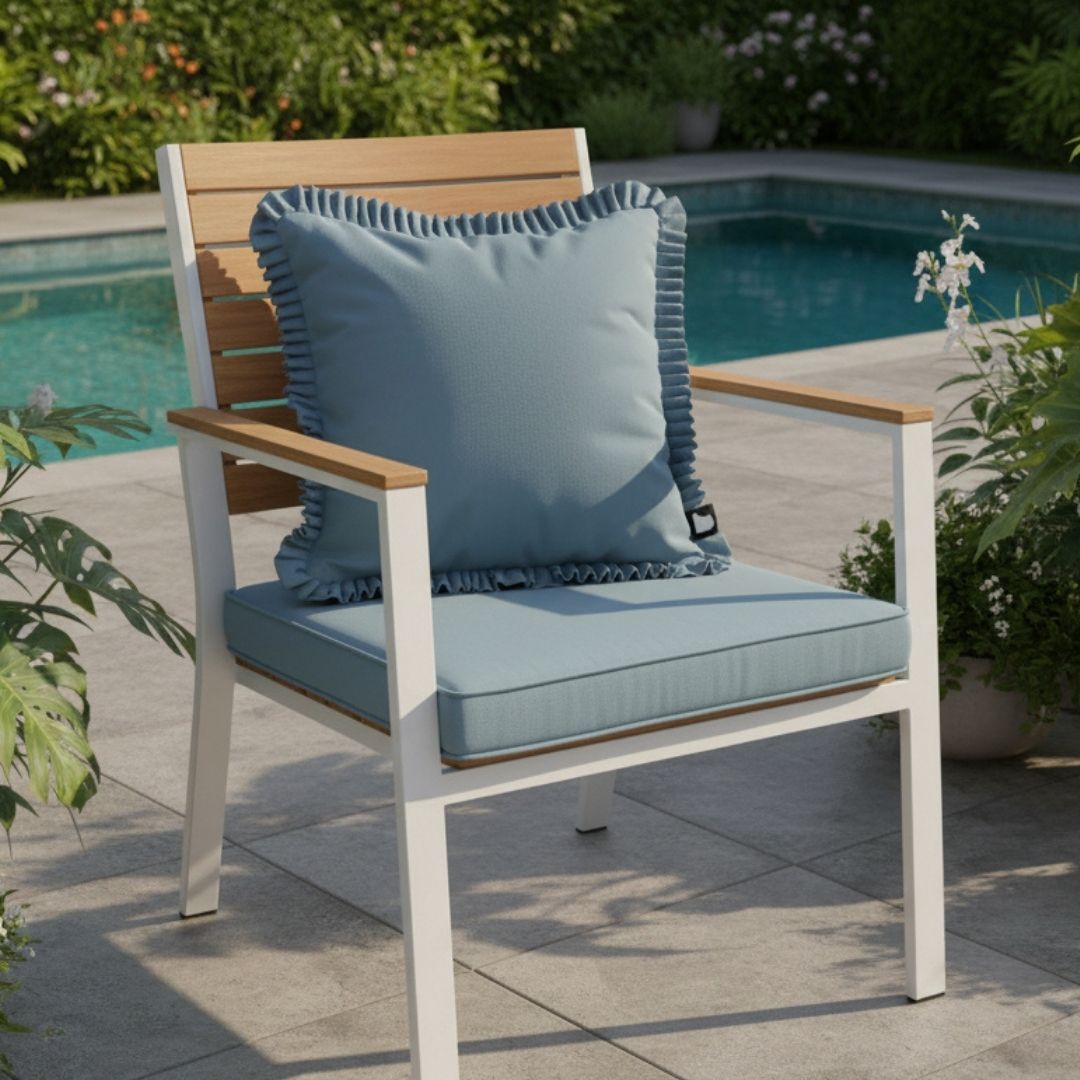 B Outdoor Cushion Frill - Sea Blue