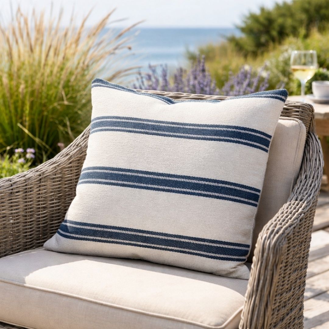 B Outdoor Cushion Aquaclean Haven Small Stripe - Blue