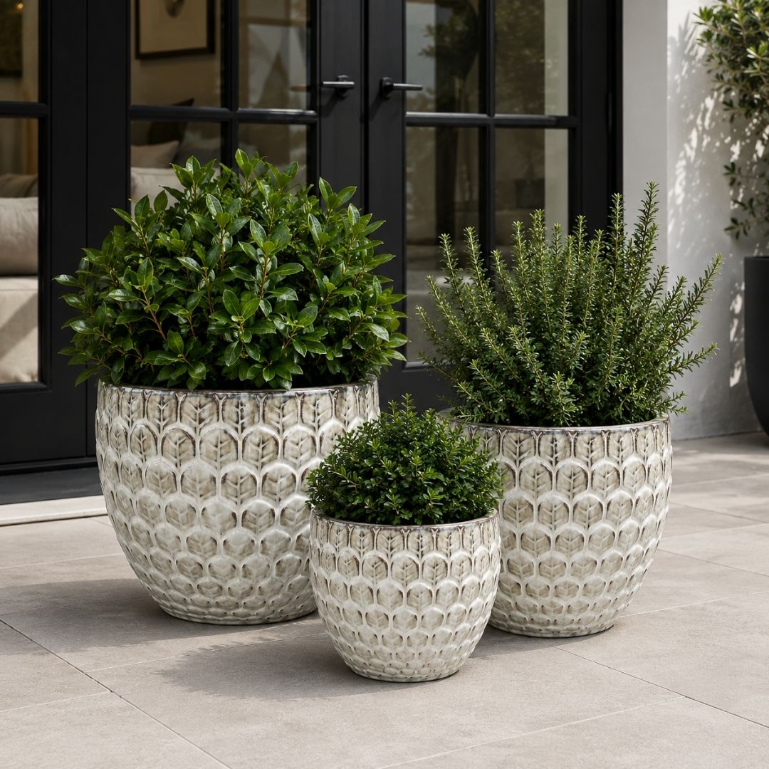 Glazed Pot Babylone - Cream