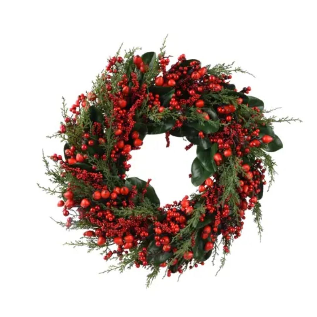 Christmas Artificial Wreath Red Berries 60cm