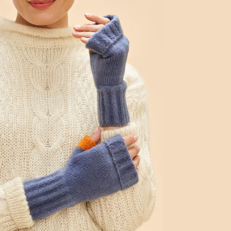 Cassia Wrist Warmers - Denim