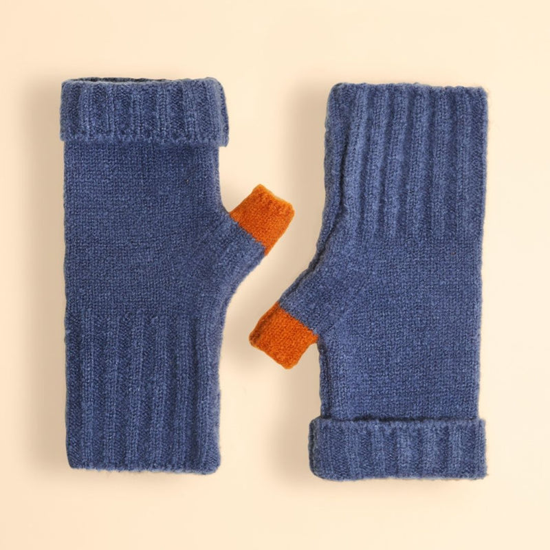 Cassia Wrist Warmers - Denim