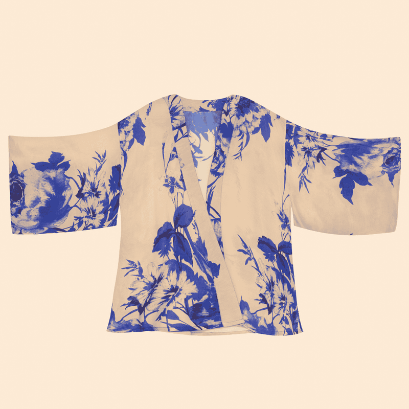 China Blue Blooms Kimono Jacket