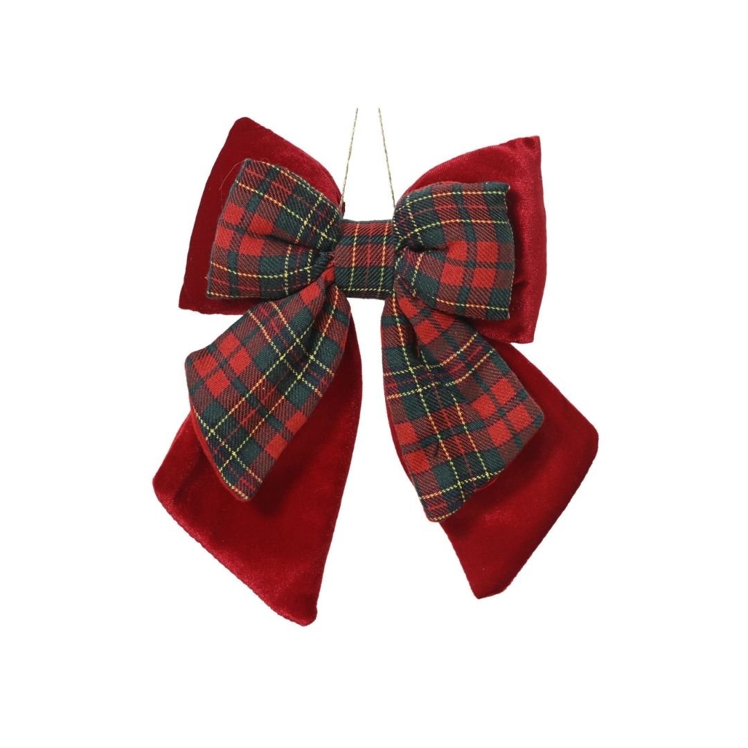 Christmas Bow - Red Velvet Tartan