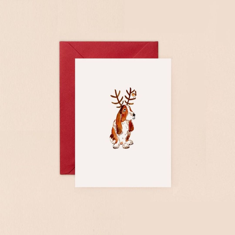 Christmas Card Dog & Robin Mini Card