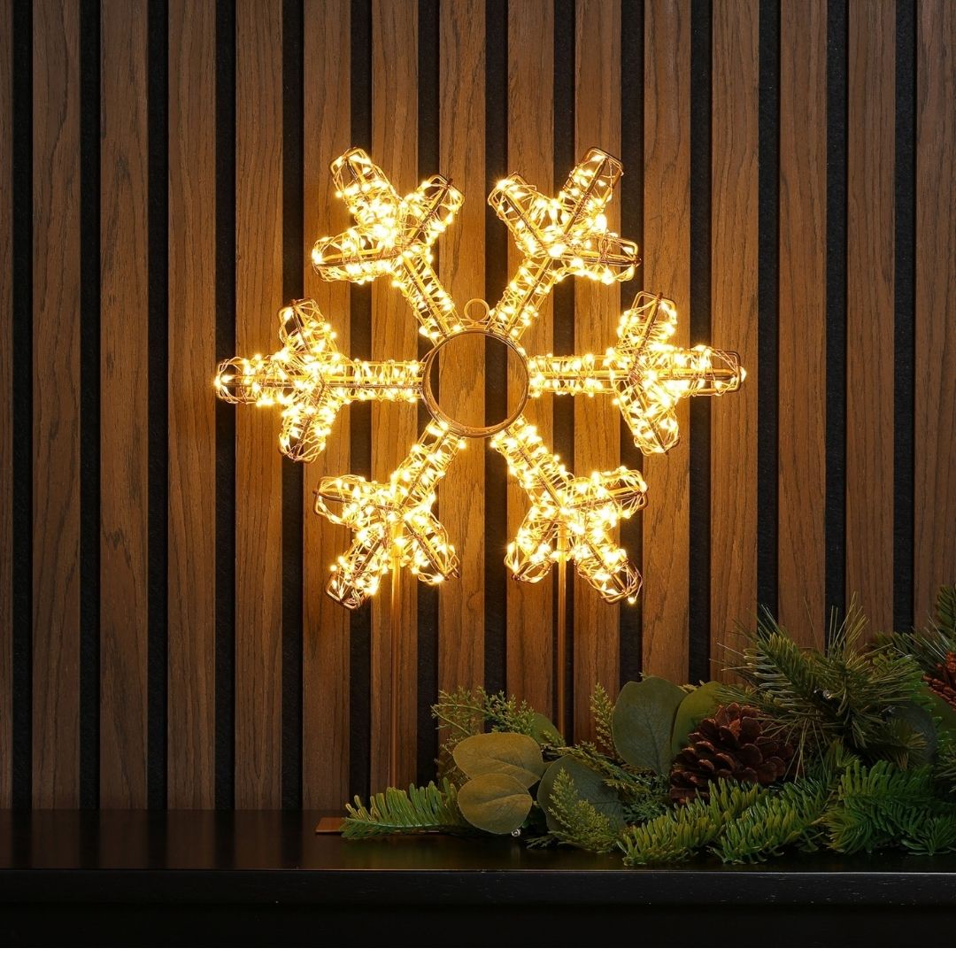 Christmas Copper Wire LED Snowflake 42cm