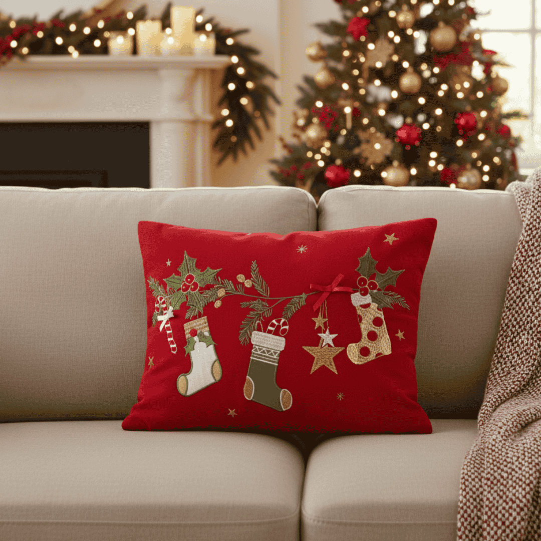 Christmas Cushion 'Festive Stockings'