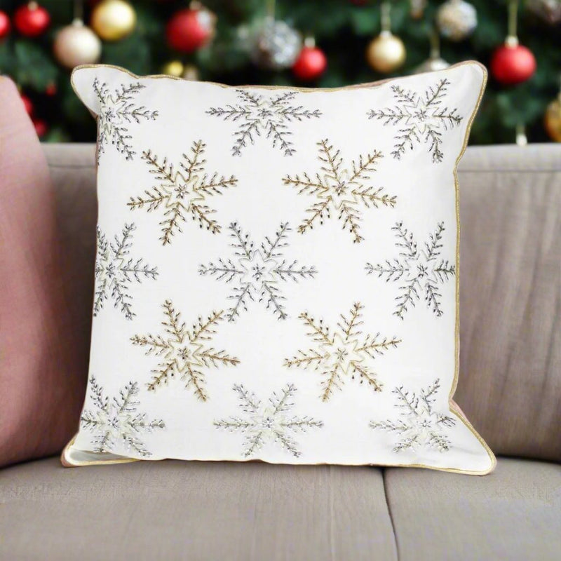 Christmas Cushion Snowflake Shimmer