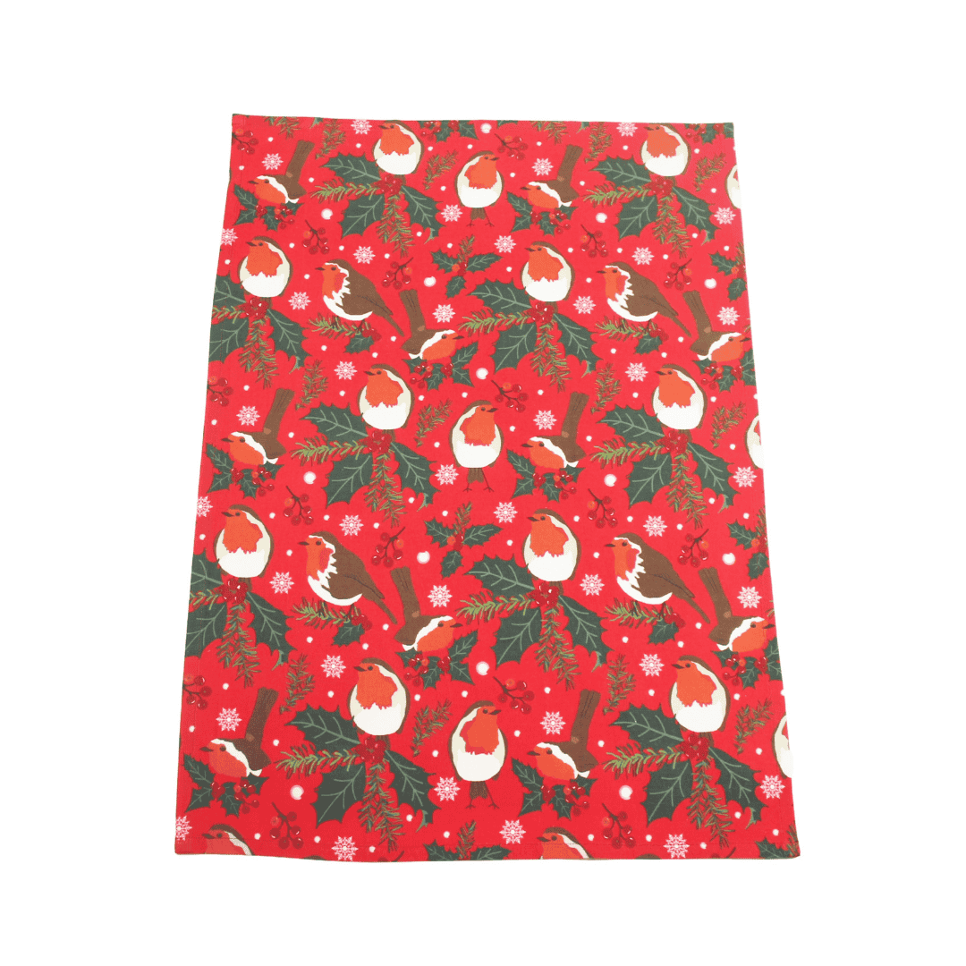 Christmas 'Dawn Chorus' Tea Towel