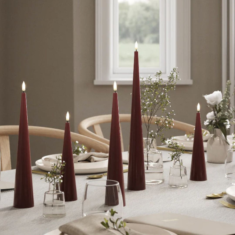 Christmas LED Candle Cone Burgundy