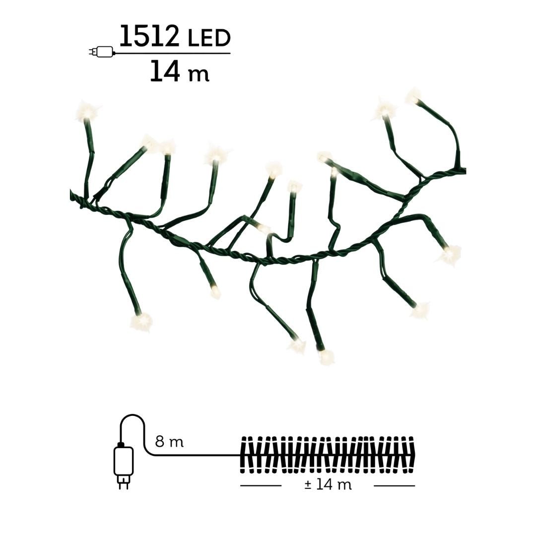 Christmas LED Cluster Lights Warm White 1512 LED