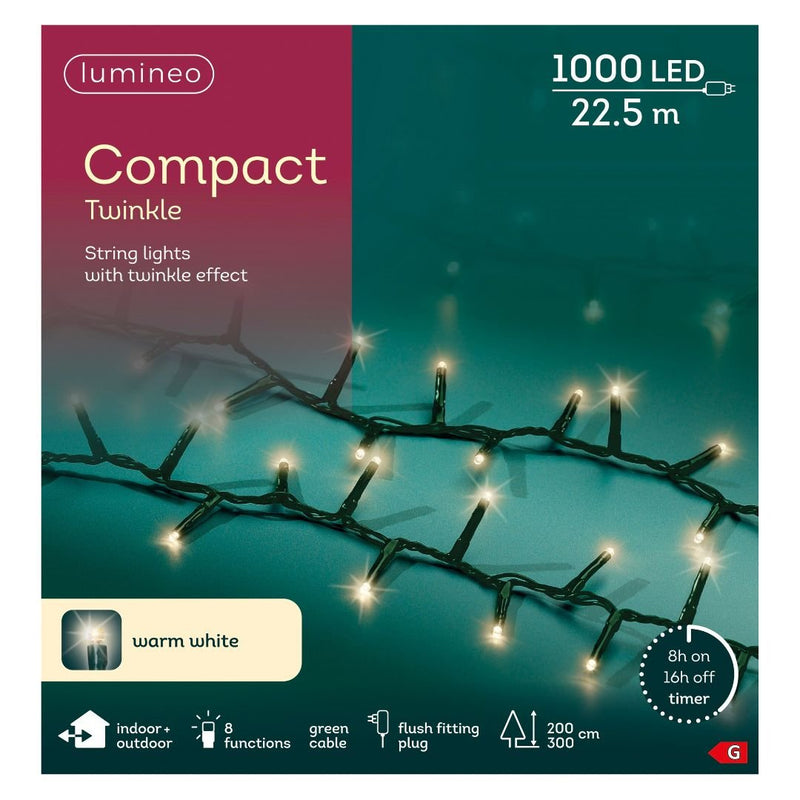 Christmas Lights 1000 LED - Compact, Warm White - Ideal for 6ft Tree