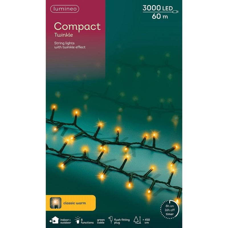 Christmas Lights 3000 LED - Compact, Classic Warm - Ideal for 9ft Tree