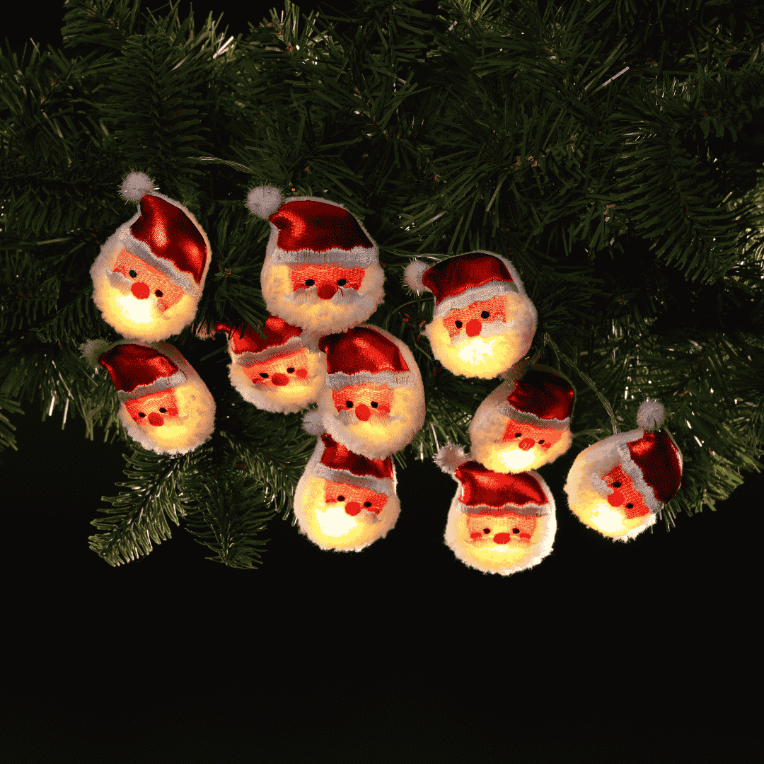 Christmas Lights Santa Garland 10 Warm White LED - Battery Operated