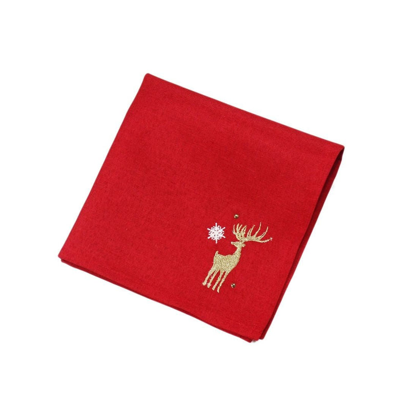 Christmas Napkins Shimmer Stag - Red