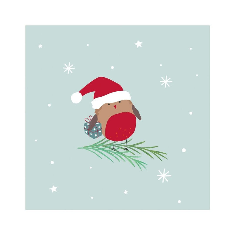 Christmas Paper Napkins Santa Robin