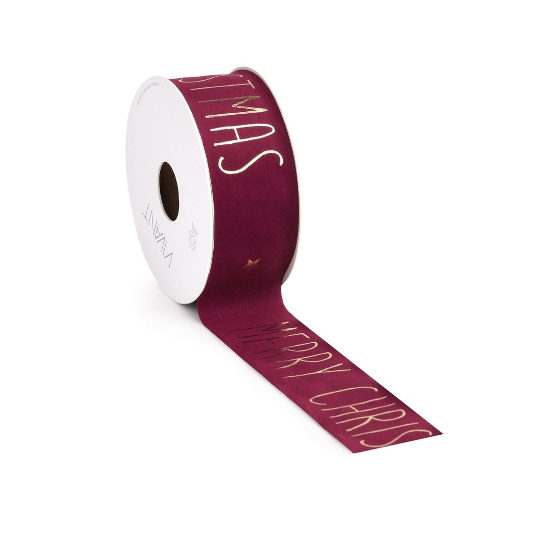 Christmas Ribbon Vellu - Dark Red