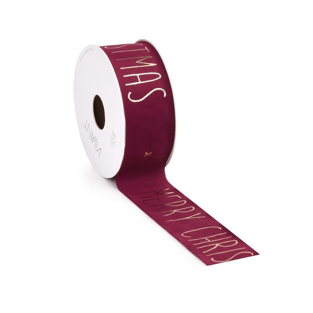 Christmas Ribbon Vellu - Dark Red