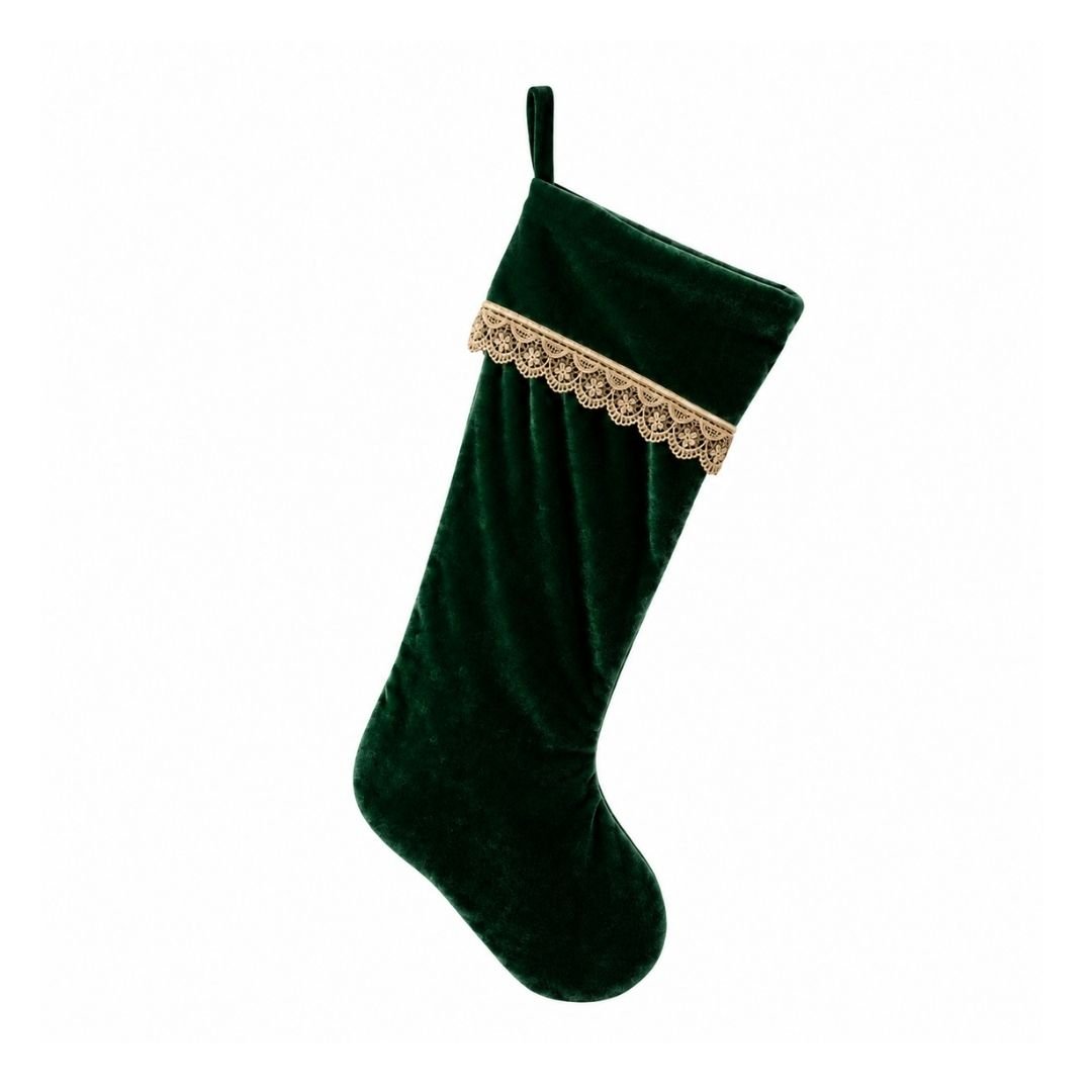 Christmas Stocking Green Velvet
