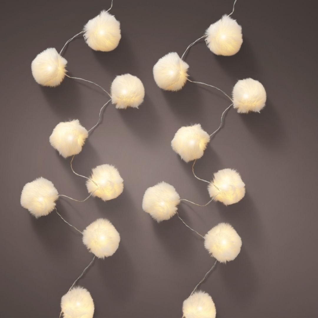 Christmas String Lights Pom Pom - Battery Operated