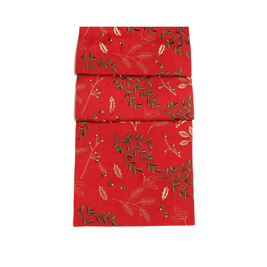 Christmas Table Runner 'Berry Beads' - Red