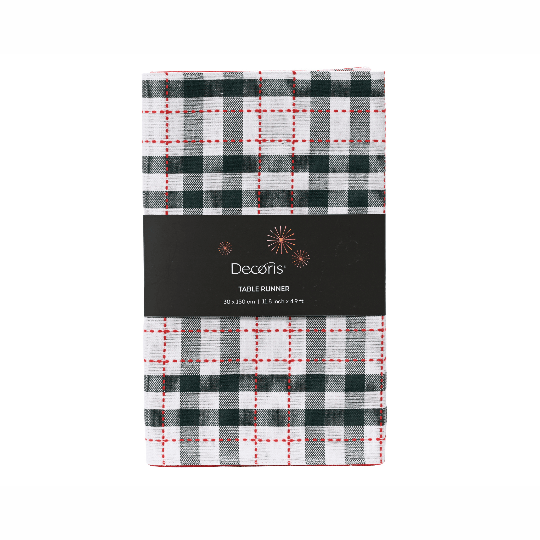 Christmas Table Runner - Green/White Check