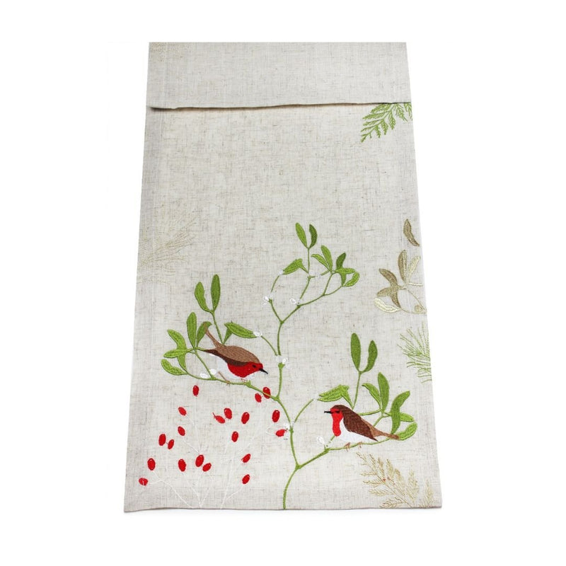 Christmas Table Runner Winter Robins