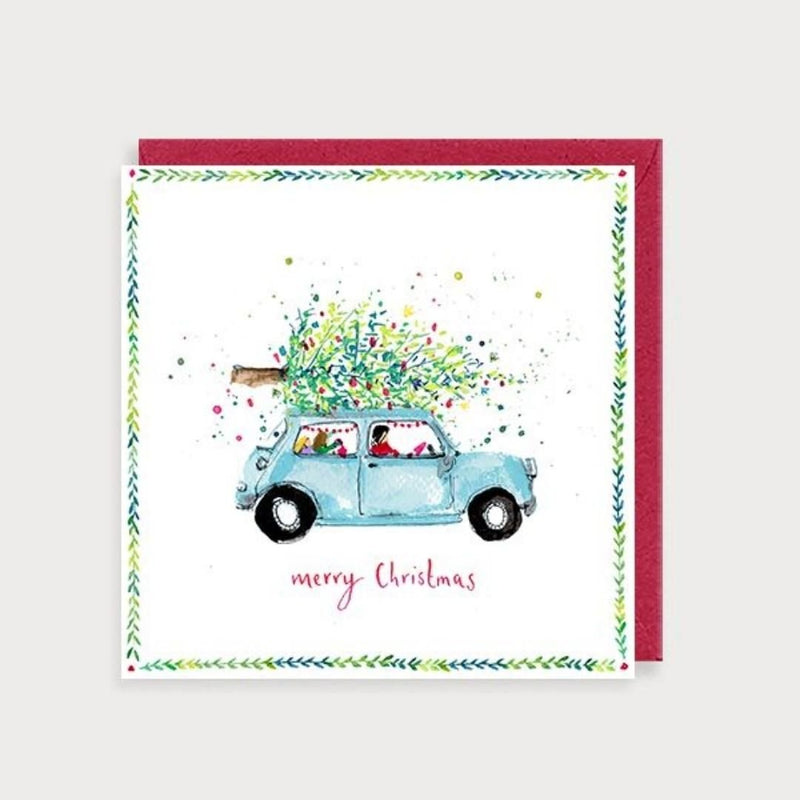 Christmas Tree On Car Christmas Card