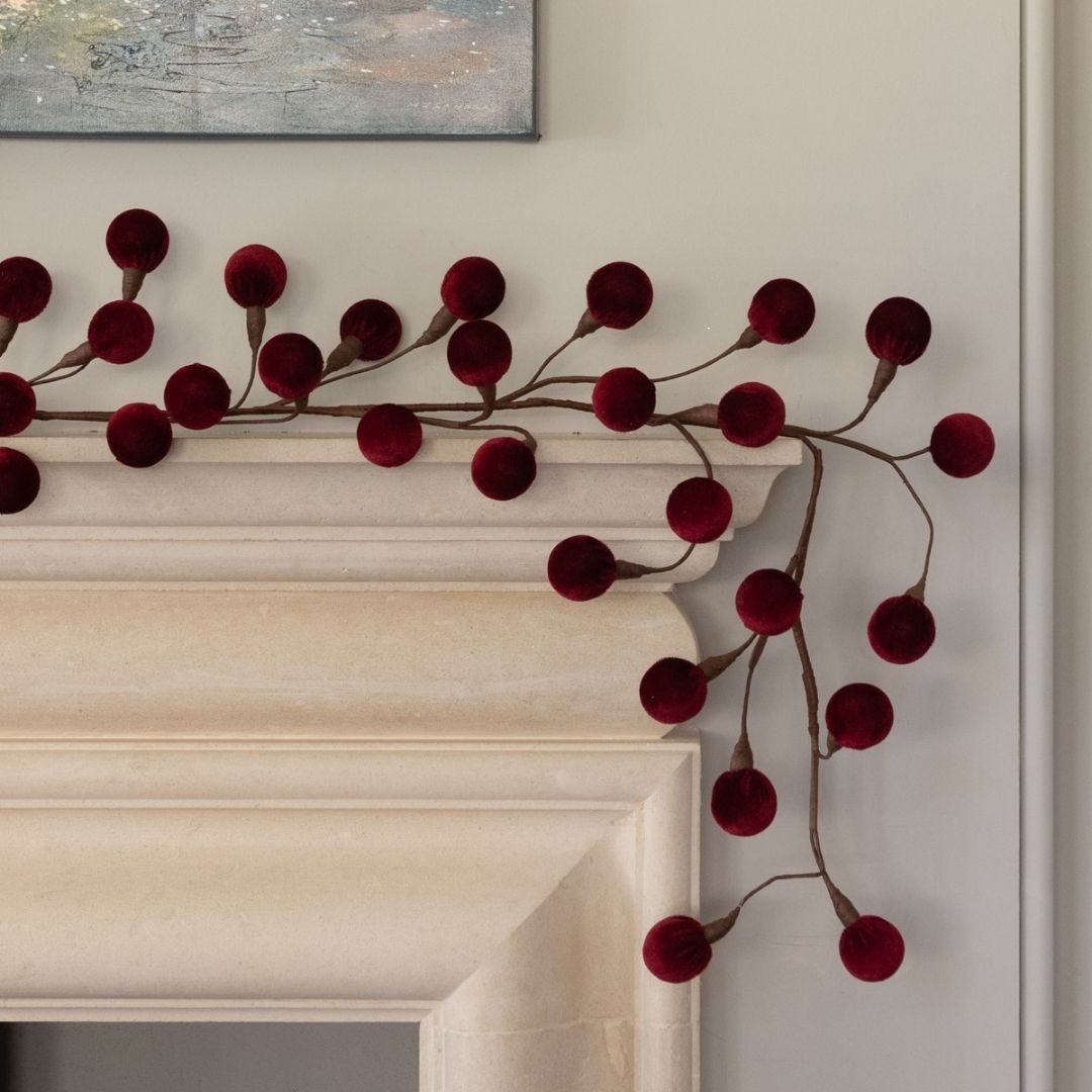 Christmas Velvet Ball Garland Burgundy 120cm