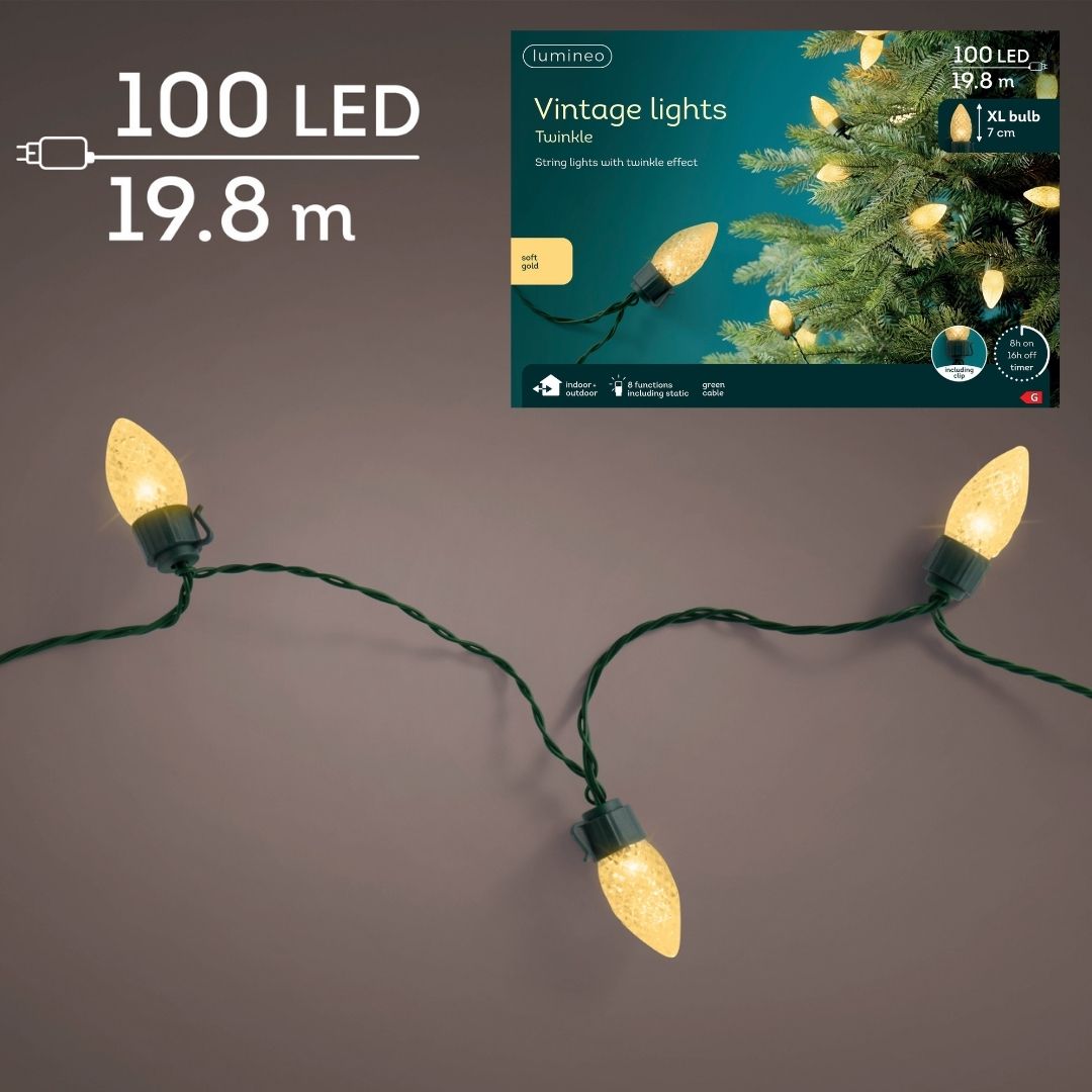 Christmas LED Vintage Lights XL Soft Gold 100 LED