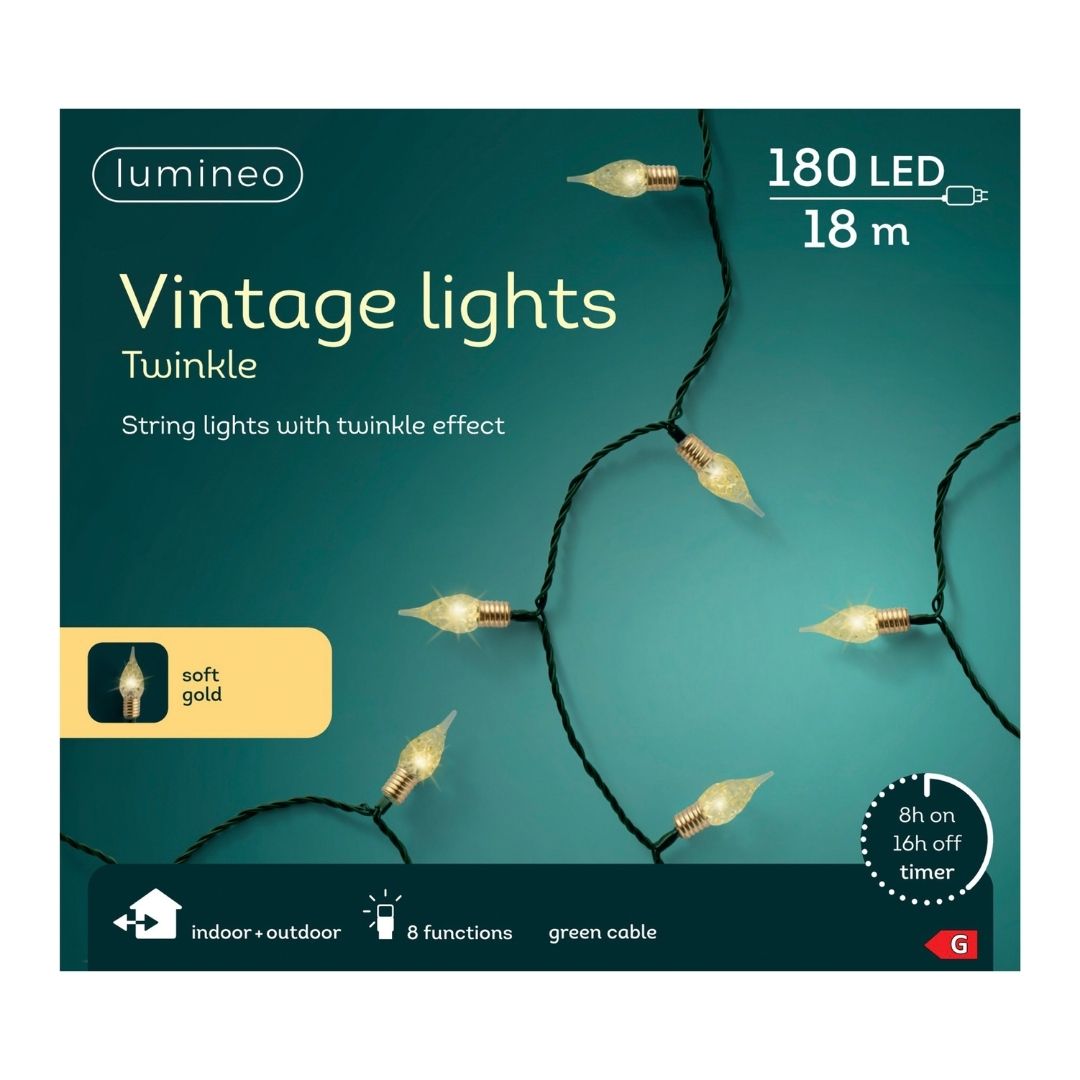 Christmas LED Vintage Lights Soft Gold 180 LED