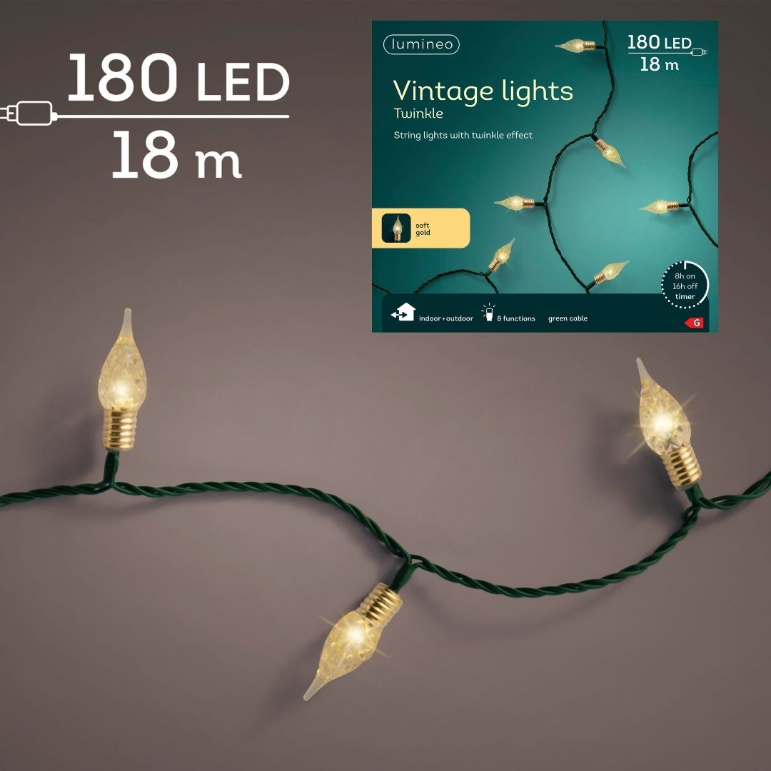 Christmas LED Vintage Lights Soft Gold 180 LED