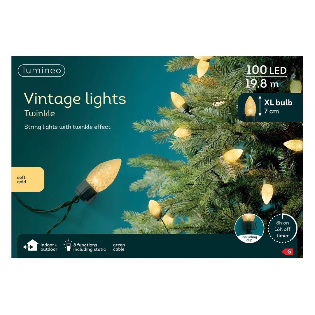 Christmas LED Vintage Lights XL Soft Gold 100 LED