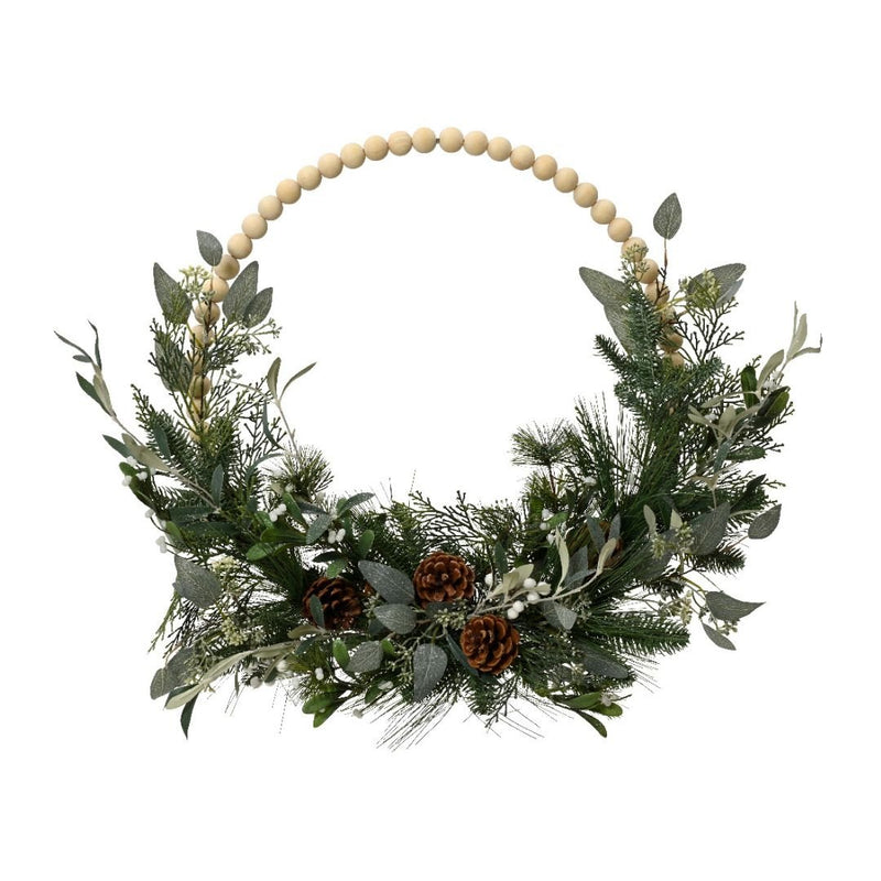 Christmas Wreath - Foliage & Bead Hoop