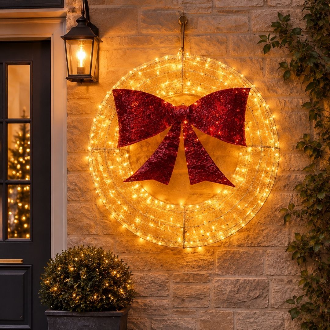 Christmas Wreath LED Red Bow - XL - 1.2m