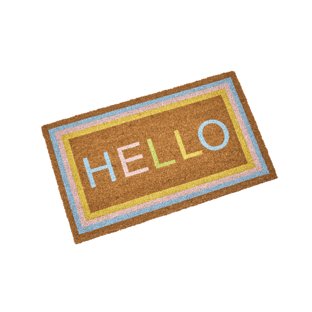Coir Door Mat Hello 45 x 75cm