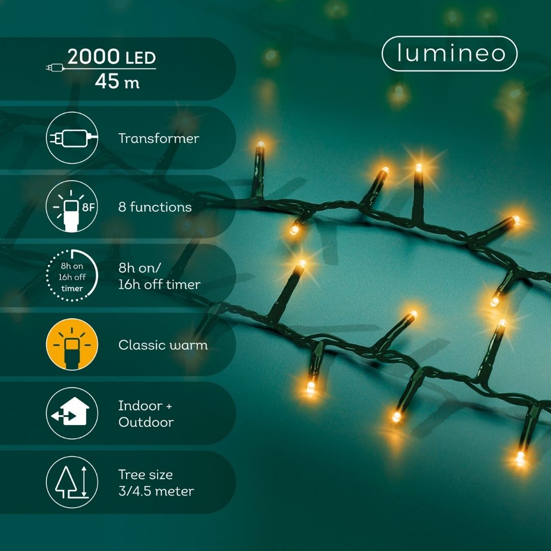 Christmas Lights 2000 LED - Compact, Classic Warm - Ideal for 8ft Tree