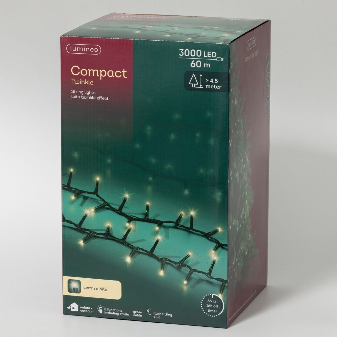 Christmas Lights 3000 LED - Compact, Warm White - Ideal for 9ft Tree