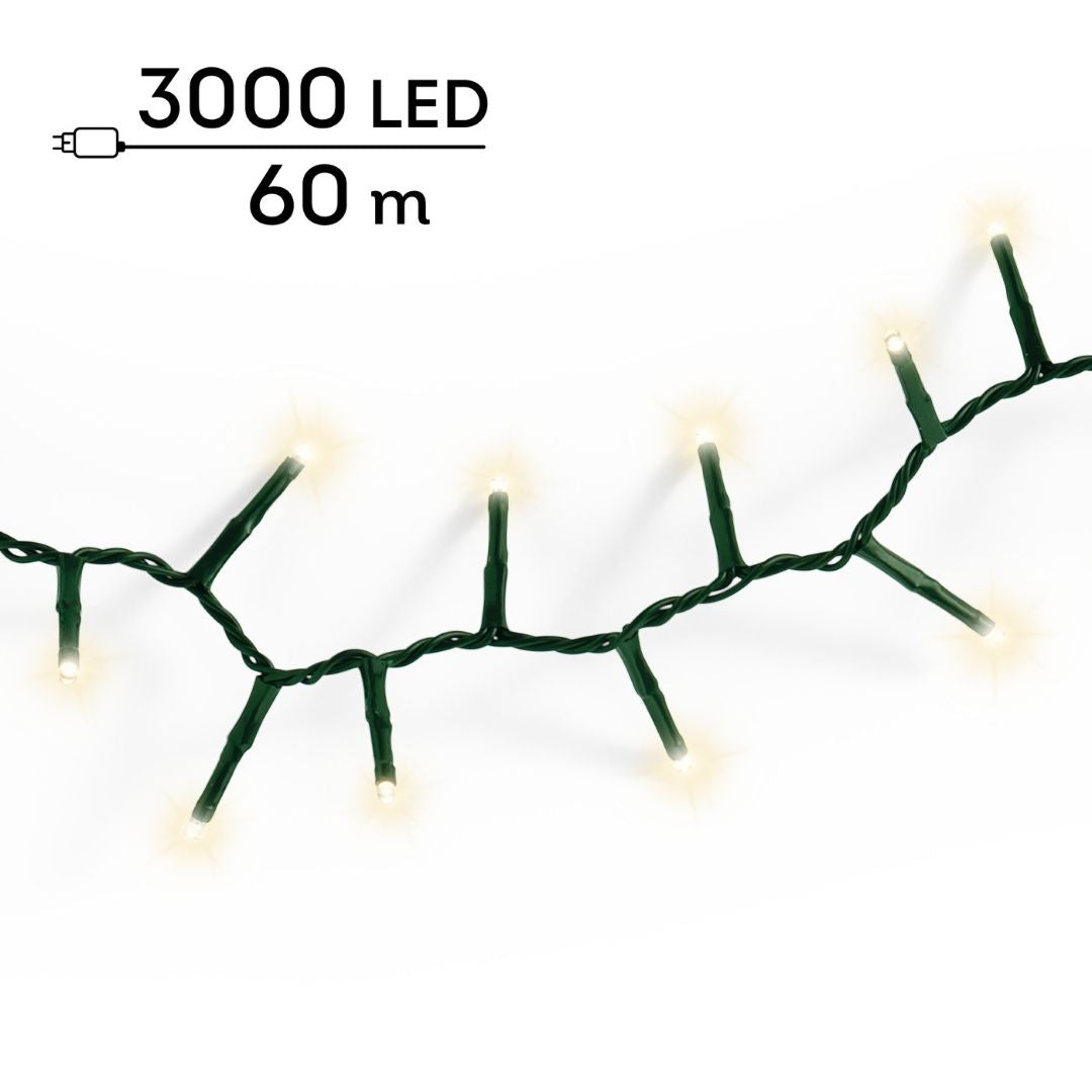 Christmas Lights 3000 LED - Compact, Warm White - Ideal for 9ft Tree