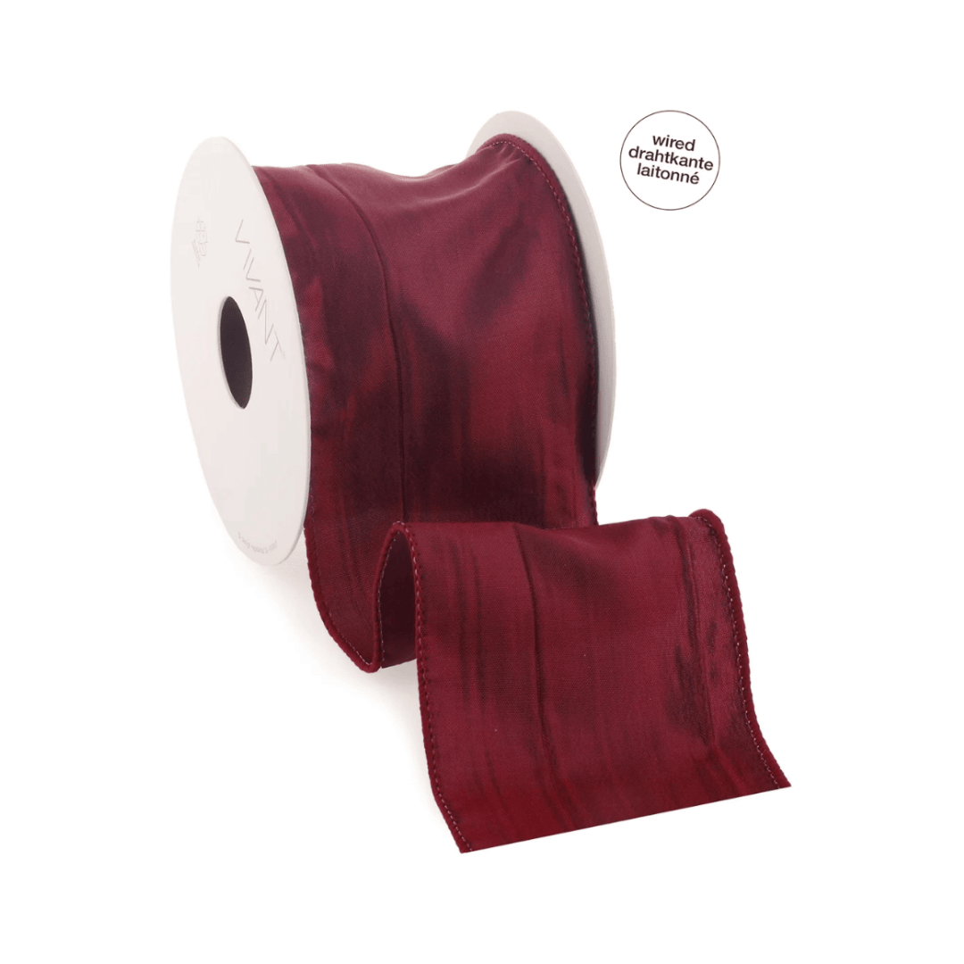 Crushente Wired Ribbon - Burgundy