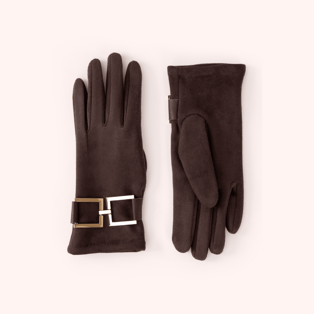 Dana Faux Suede Gloves - Chocolate