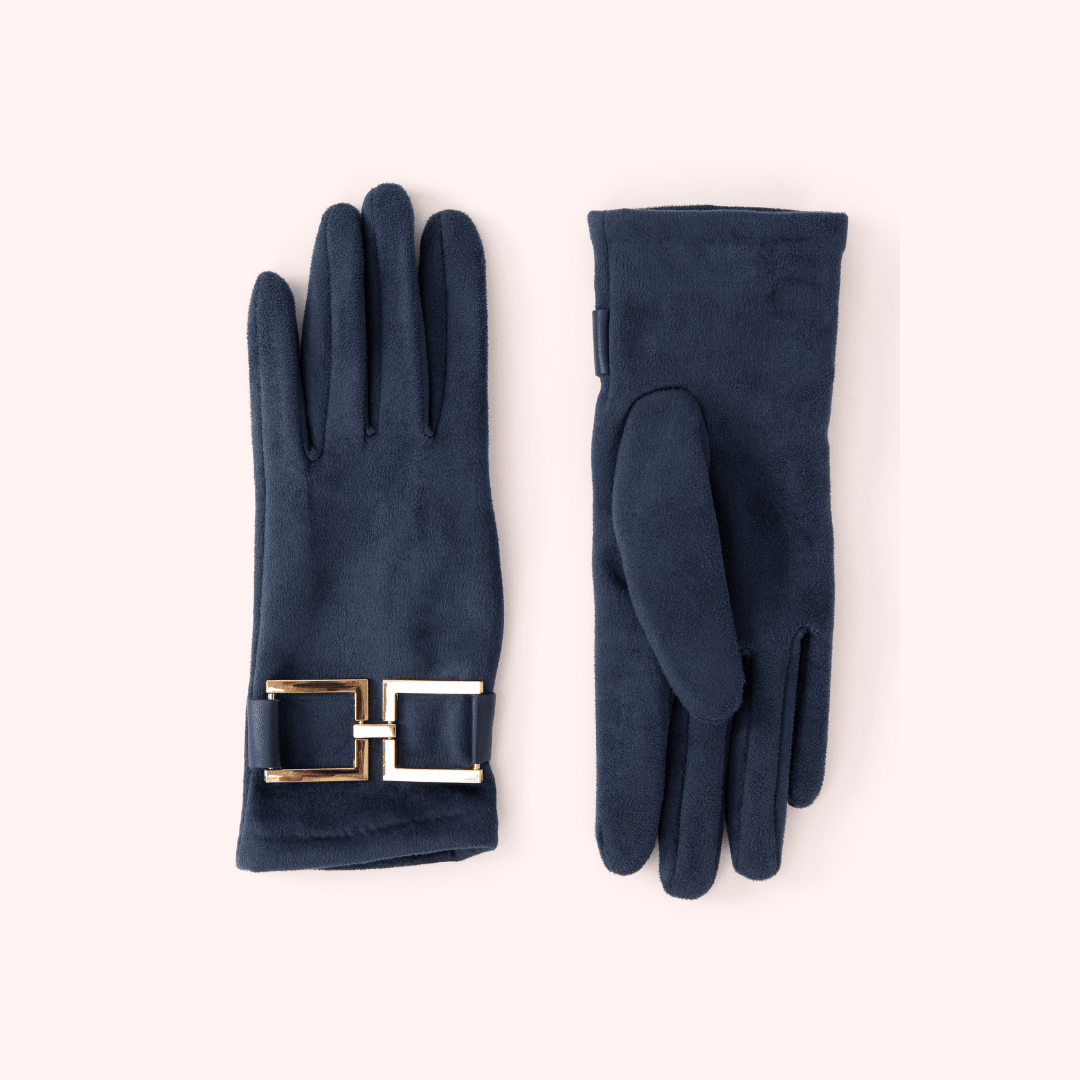 Dana Faux Suede Gloves - Navy